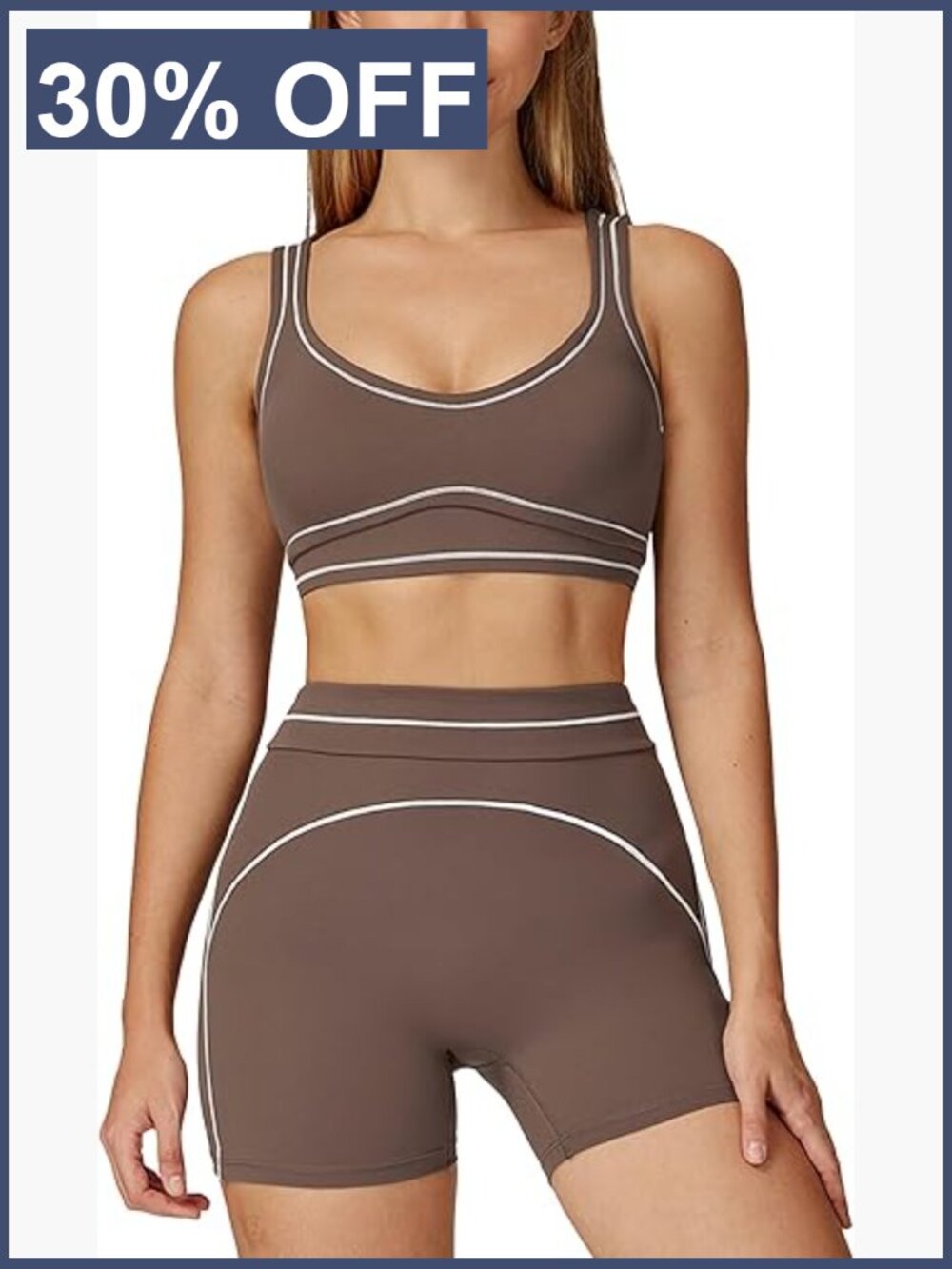 2 Piece Workout Set with Sports Bra and High Waist Shorts